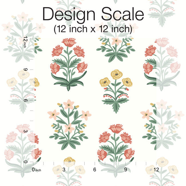 mughal-rose-wallpaper-white-york-wallcoverings-rp7349 - York Wallcoverings Wallpaper