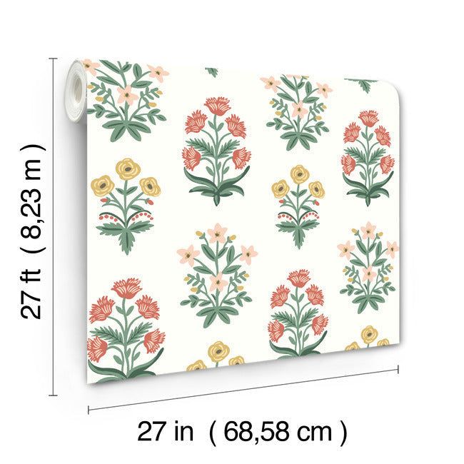 mughal-rose-wallpaper-white-york-wallcoverings-rp7349 - York Wallcoverings Wallpaper