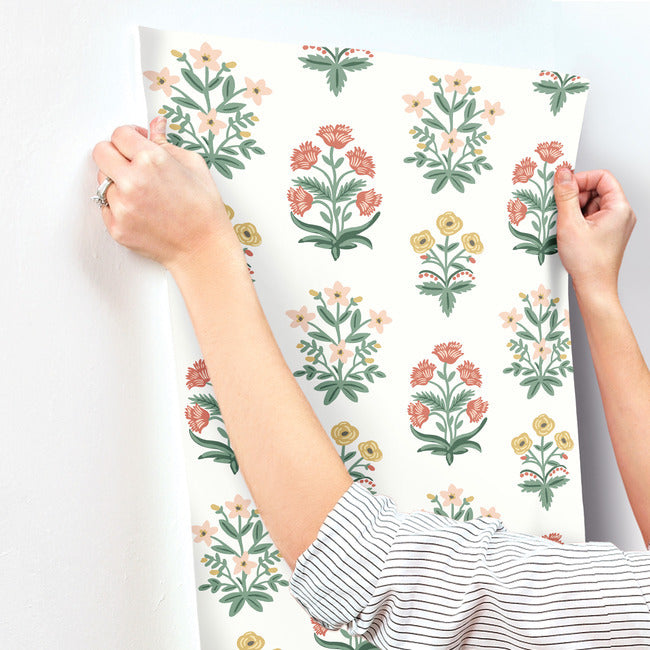mughal-rose-wallpaper-white-york-wallcoverings-rp7349 - York Wallcoverings Wallpaper