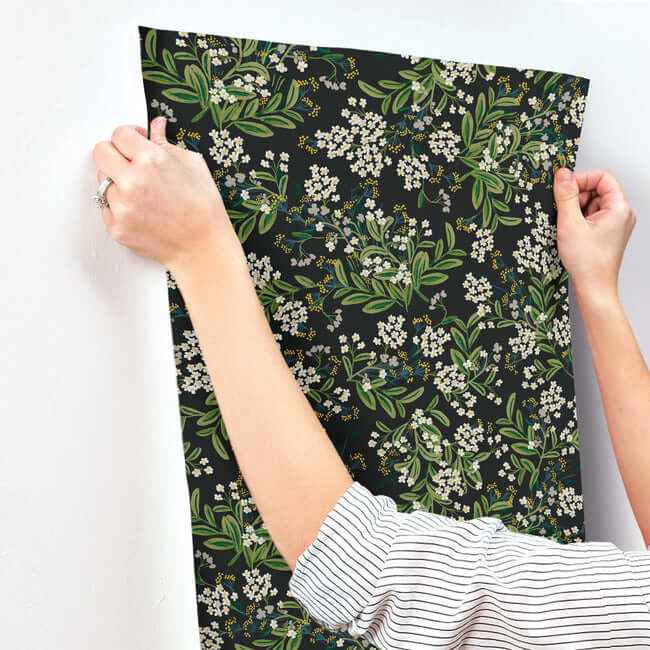 Cornflower Black & Green Wallpaper - York Wallcoverings - RP7384 - York Wallcoverings Wallpaper