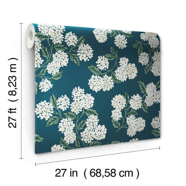 hydrangea-wallpaper-teal-york-wallcoverings-rp7395 - York Wallcoverings Wallpaper