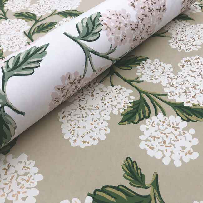 Hydrangea Beige & Pink Wallpaper - York Wallcoverings - RP7393 - York Wallcoverings Wallpaper