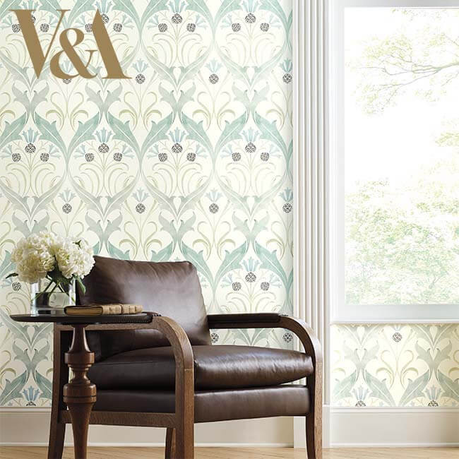 pine-cone-ribbon-teal-wallpaper-york-wallcoverings-ac9171 - York Wallpaper Wallpaper