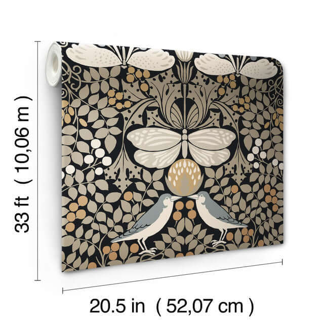 butterfly-garden-black-metallic-wallpaper-york-wallcoverings-ac9162 - York Wallcoverings Wallpaper