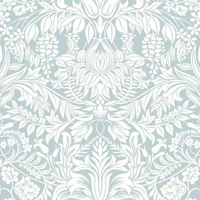 Lockwood Damask Light Blue Wallpaper - York Wallcoverings - AC9192 - York Wallcoverings Wallpaper