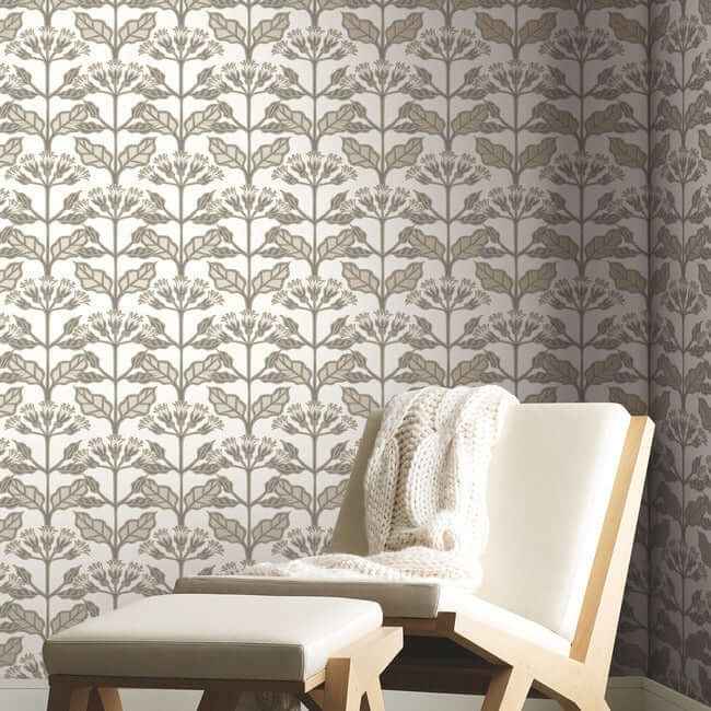 Tracery Blooms White Wallpaper - York Wallcoverings - AC9114 - York Wallcoverings Wallpaper