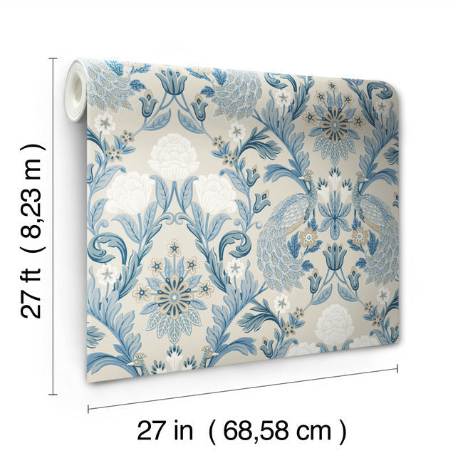 plume-dynasty-wallpaper-neutralblue-york-wallcoverings-ac9105 - York Wallcoverings Wallpaper