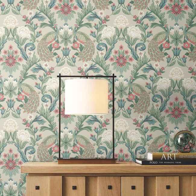 Plume Dynasty Taupe Wallpaper - York Wallcoverings - AC9104 - York Wallcoverings Wallpaper