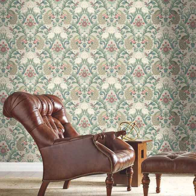Plume Dynasty Taupe Wallpaper - York Wallcoverings - AC9104 - York Wallcoverings Wallpaper