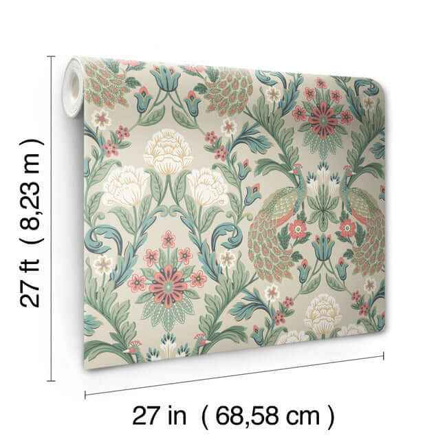 Plume Dynasty Taupe Wallpaper - York Wallcoverings - AC9104 - York Wallcoverings Wallpaper