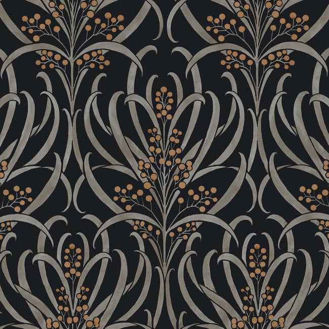 Calluna Black & Gold Metallic Wallpaper - York Wallcoverings - AC9145