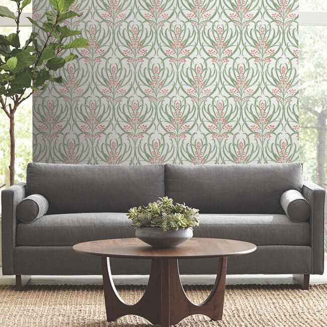 Calluna White & Berry Metallic Wallpaper - York Wallcoverings - AC9141