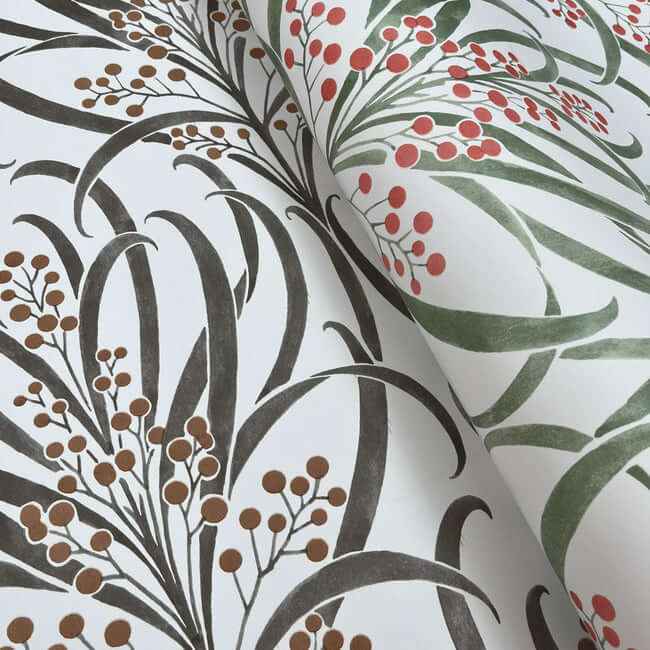 Calluna White & Berry Metallic Wallpaper - York Wallcoverings - AC9141 - York Wallcoverings Wallpaper