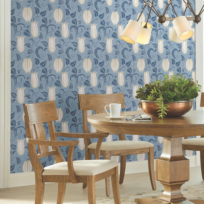 canterbury-bells-wallpaper-blues-york-wallcoverings-ac9205 - York Wallcoverings Wallpaper