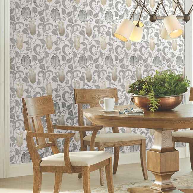 Canterbury Bells Neutral Wallpaper - York Wallcoverings - AC9204 - York Wallcoverings Wallpaper