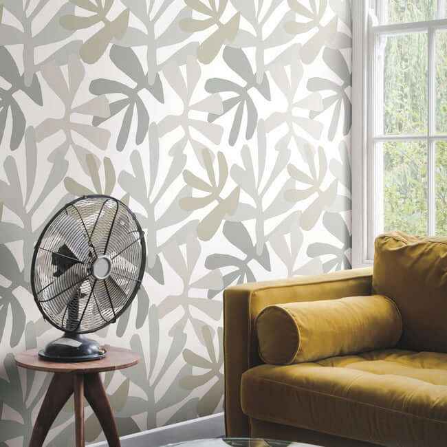 Kinetic Tropical Grey & Beige Peel & Stick Wallpaper - York Wallcoverings - PSW1244RL