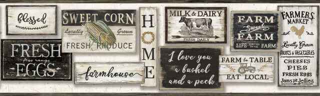Farm to Table Black Border - York Wallcoverings - LG1360BD - York Wallcoverings Wallpaper