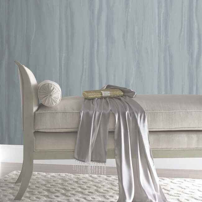 Fantasy Faux Bois Blue & Silver Wallpaper - York Wallcoverings - DT5031