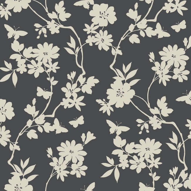 flutter-vine-grey-wallpaper-york-wallcoverings-dt5025 - York Wallcoverings Wallpaper