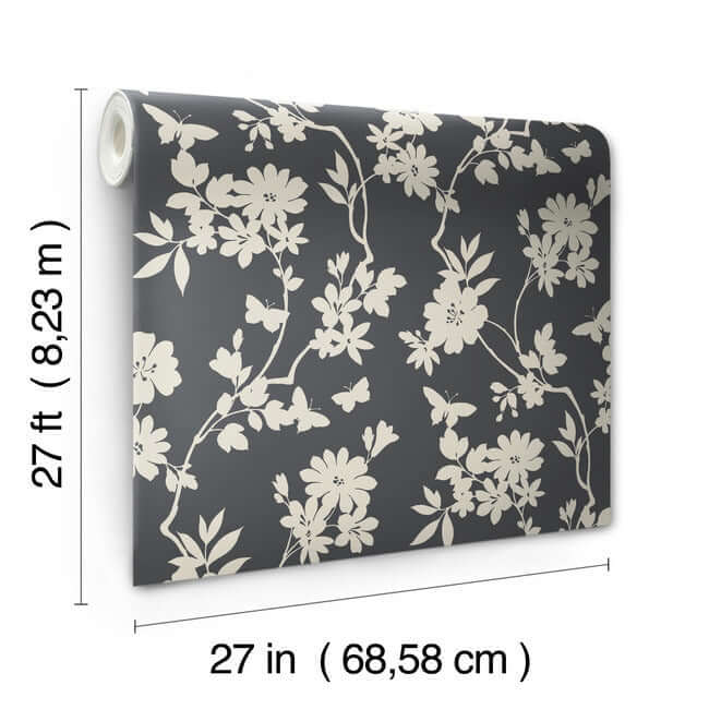 flutter-vine-grey-wallpaper-york-wallcoverings-dt5025 - York Wallcoverings Wallpaper