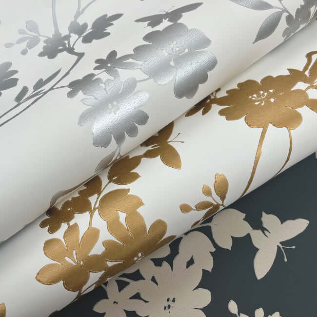flutter-vine-white-silver-wallpaper-york-wallcoverings-dt5023 - York Wallpaper Wallpaper