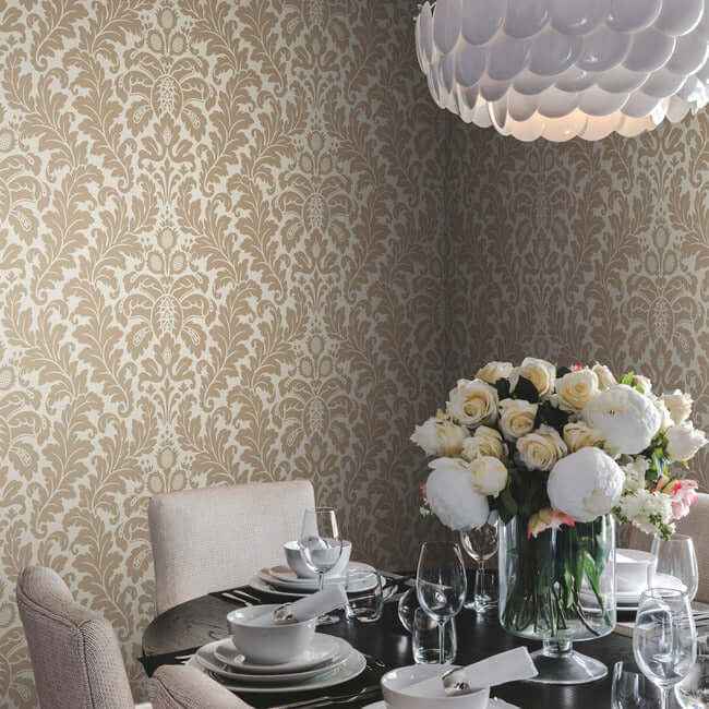 Modern Romance Gold Metallic Wallpaper - York Wallcoverings - DT5045