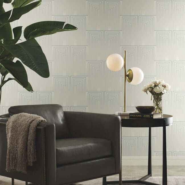 Vanishing Dusty Blue & Silver Wallpaper - York Wallcoverings - DT5074 - York Wallcoverings Wallpaper