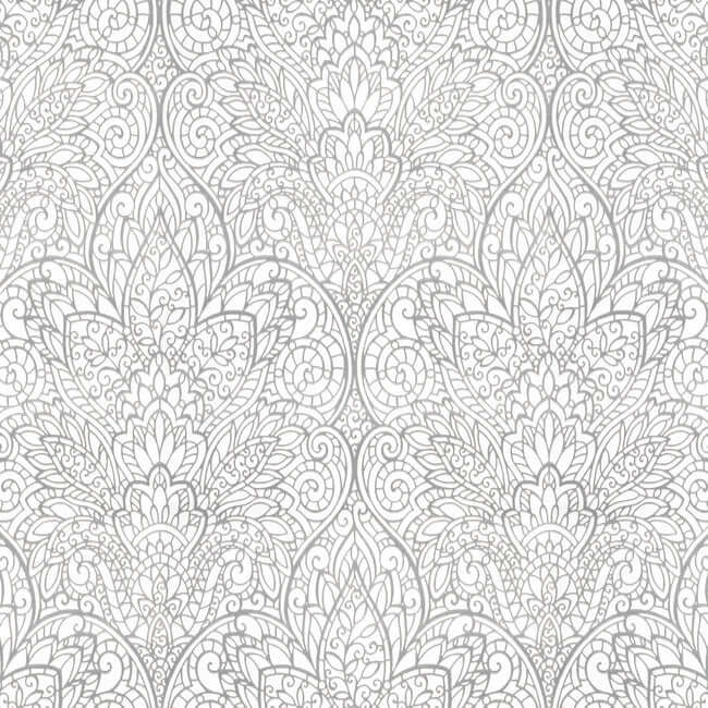paradise-bright-white-silver-wallpaper-york-wallcoverings-dt5011 - York Wallcoverings Wallpaper
