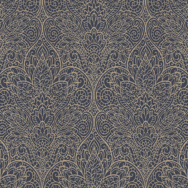 paradise-navy-gold-wallpaper-york-wallcoverings-dt5013 - York Wallcoverings Wallpaper