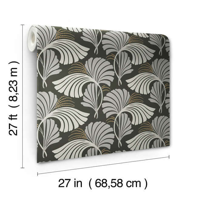 dancing-leaves-black-wallpaper-york-wallcoverings-dt5134 - York Wallcoverings Wallpaper