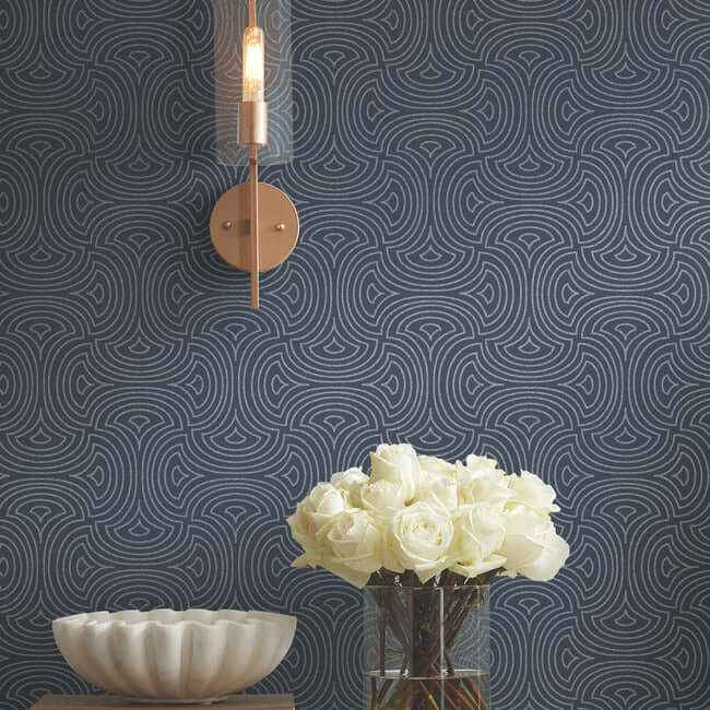 Hourglass Navy Wallpaper - York Wallcoverings - DT5143