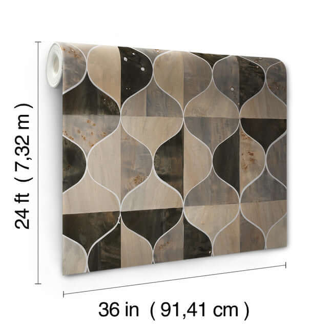 burlwood-ogee-black-taupe-wallpaper-york-wallcoverings-dt5001 - York Wallpaper Wallpaper
