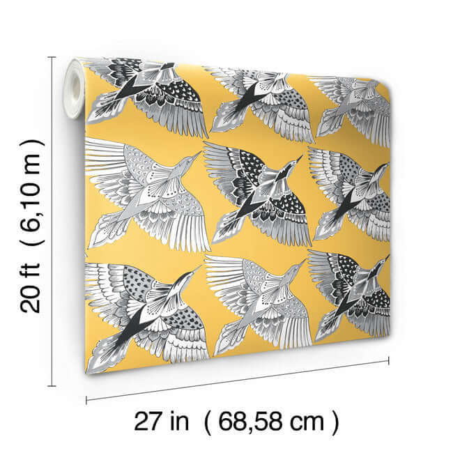 feather-flight-yellow-peel-stick-wallpaper-york-wallcoverings-psw1350rl - York Wallpaper Wallpaper