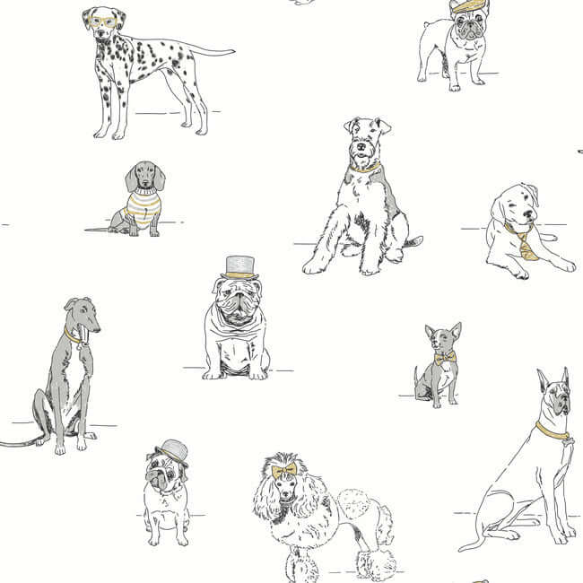 dogs-life-silver-gold-peel-stick-wallpaper-york-wallcoverings-psw1339rl - York Wallpaper Wallpaper