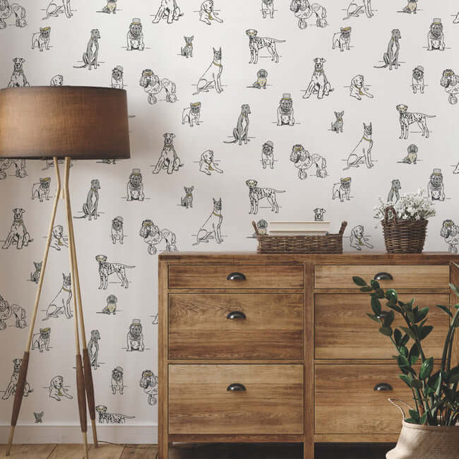 dogs-life-silver-gold-peel-stick-wallpaper-york-wallcoverings-psw1339rl - York Wallpaper Wallpaper