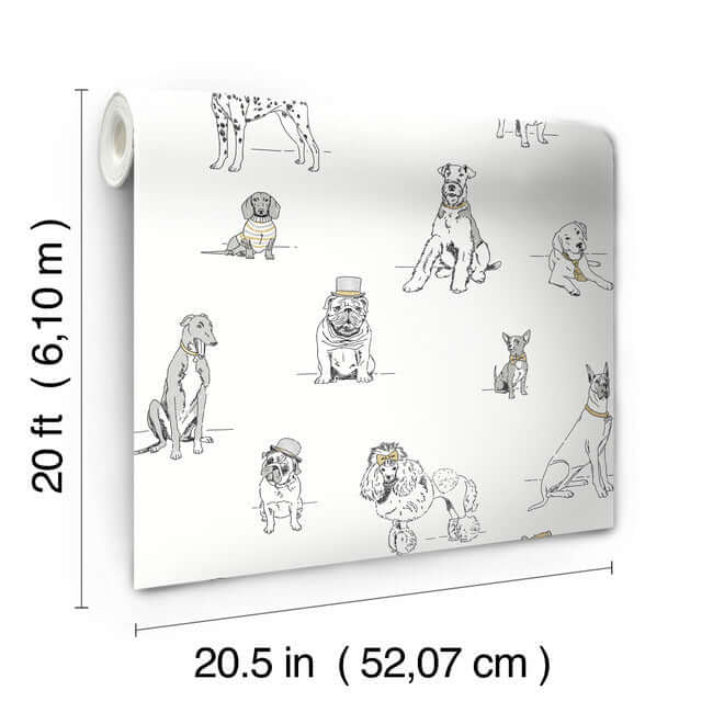 dogs-life-silver-gold-peel-stick-wallpaper-york-wallcoverings-psw1339rl - York Wallpaper Wallpaper