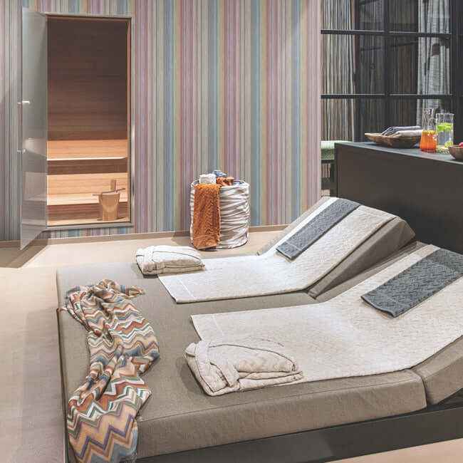Striped Sunset Glitter Blue Wallpaper - York Wallcoverings - MI10396 - York Wallcoverings Wallpaper