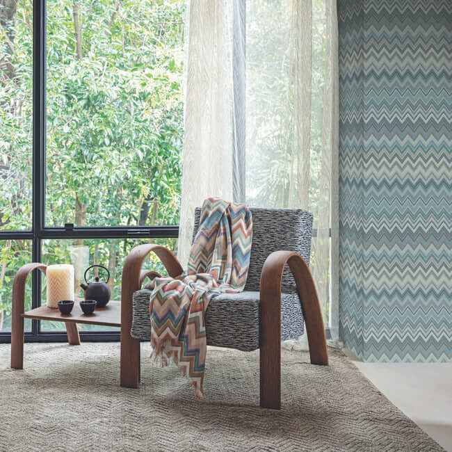 Happy Zigzag Blue Wallpaper - York Wallcoverings - MI10335 - York Wallcoverings Wallpaper
