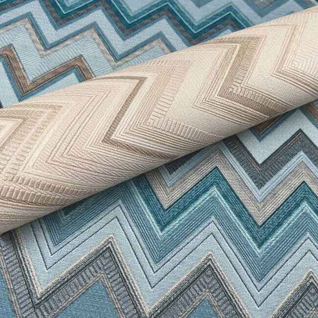 Happy Zigzag Blue Wallpaper - York Wallcoverings - MI10335 - York Wallcoverings Wallpaper