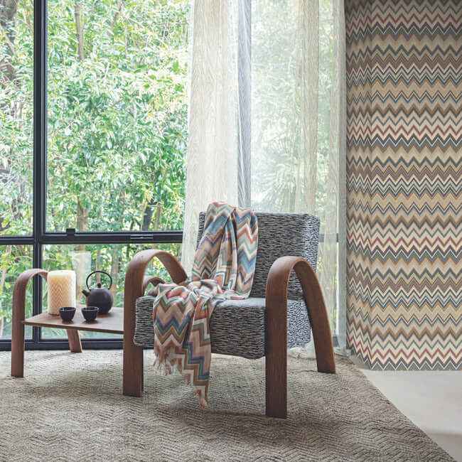 Happy Zigzag Green & Brown Wallpaper - York Wallcoverings - MI10332 - York Wallcoverings Wallpaper