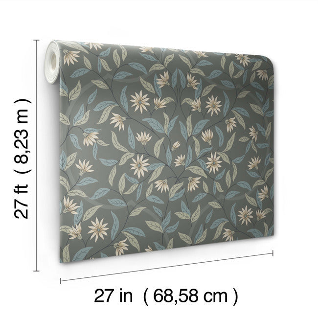 jasmine-wallpaper-charcoal-york-wallcoverings-go8256 - York Wallcoverings Wallpaper