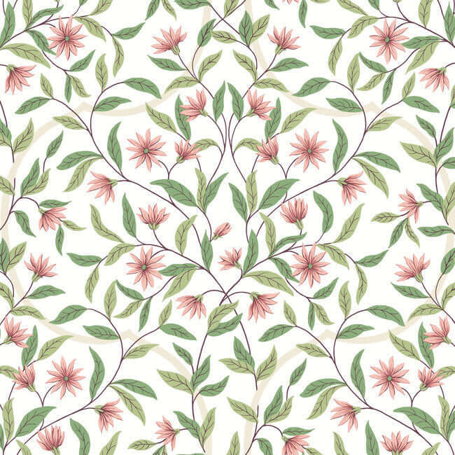 jasmine-coral-wallpaper-york-wallcoverings-go8252 - York Wallcoverings Wallpaper