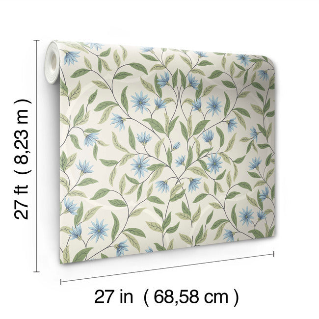 jasmine-wallpaper-cornflower-york-wallcoverings-go8255 - York Wallcoverings Wallpaper