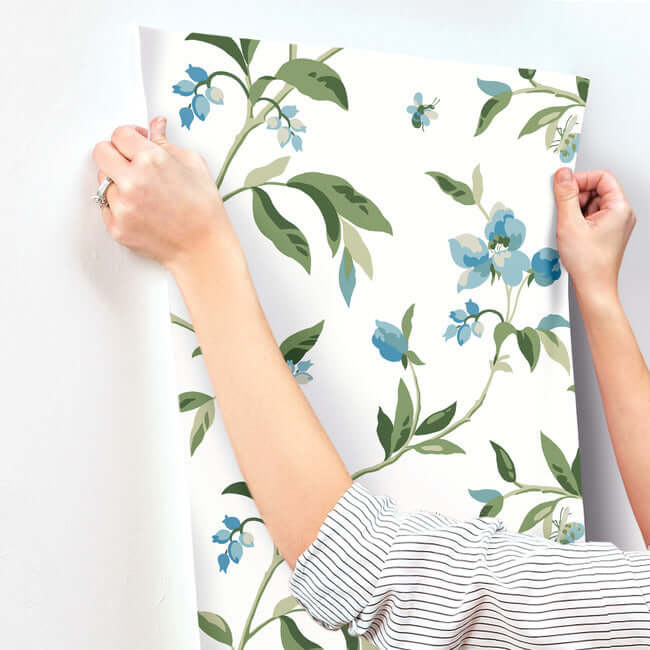 springtime-blue-green-wallpaper-york-wallcoverings-go8283 - York Wallpaper Wallpaper