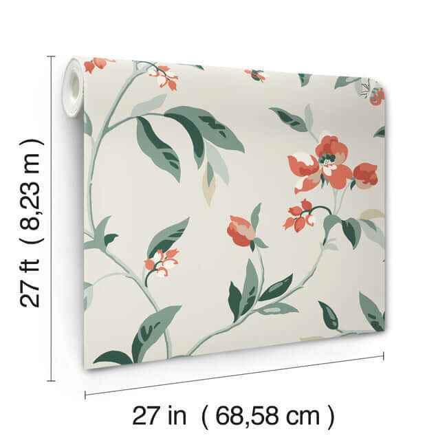Springtime Beige & Orange Wallpaper - York Wallcoverings - GO8284 - York Wallcoverings Wallpaper