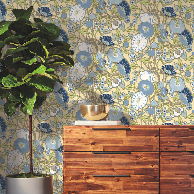 vincent-poppies-wallpaper-sunflower-york-wallcoverings-go8311 - York Wallcoverings Wallpaper