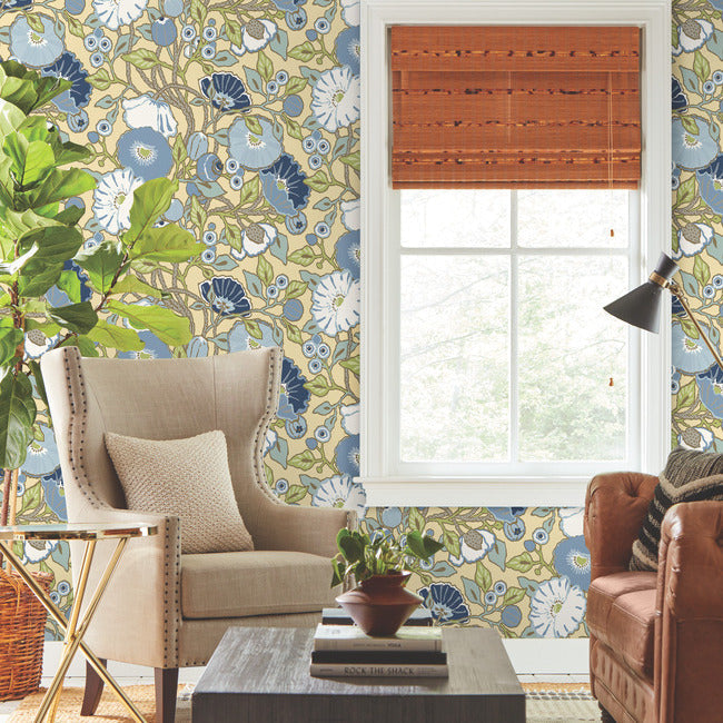 vincent-poppies-wallpaper-sunflower-york-wallcoverings-go8311 - York Wallcoverings Wallpaper