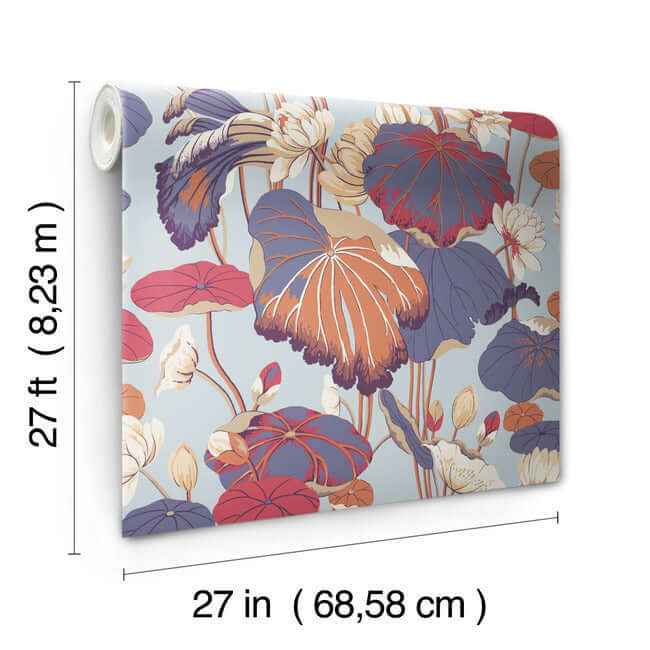 Lotus Pond Purple & Pink Wallpaper - York Wallcoverings - GO8291 - York Wallcoverings Wallpaper