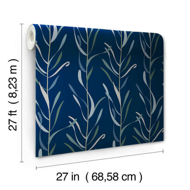 chloe-vine-indigo-wallpaper-york-wallcoverings-go8324 - York Wallcoverings Wallpaper