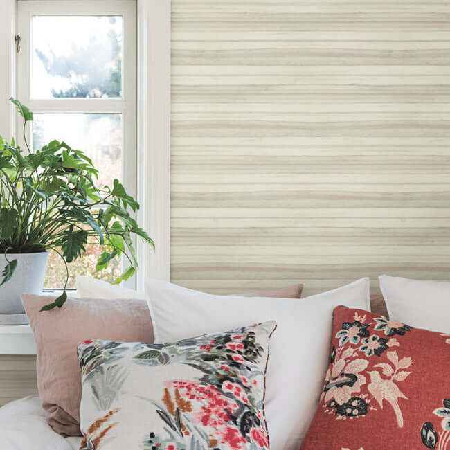 Pandora Leaf Birch Beige Wallpaper - York Wallcoverings - GO8265 - York Wallcoverings Wallpaper